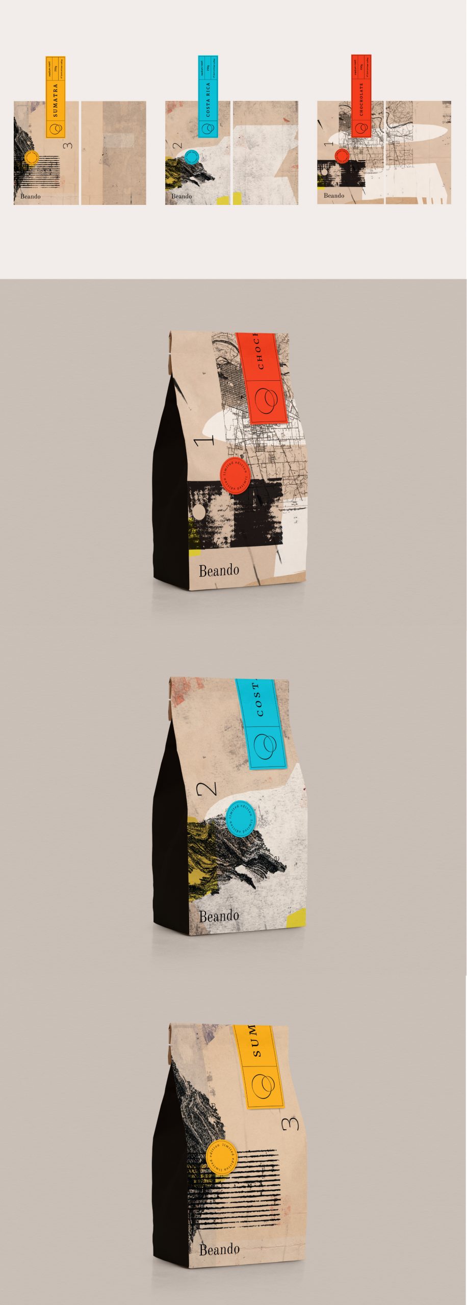 02 Dizajn serije pakovanja Beando Kafe Costa Rica, Sumatra, Chocolate Hazelnut